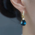 Blue Water Drop Crystal Earrings,2026 New Trendy, Elegant Design Earrings