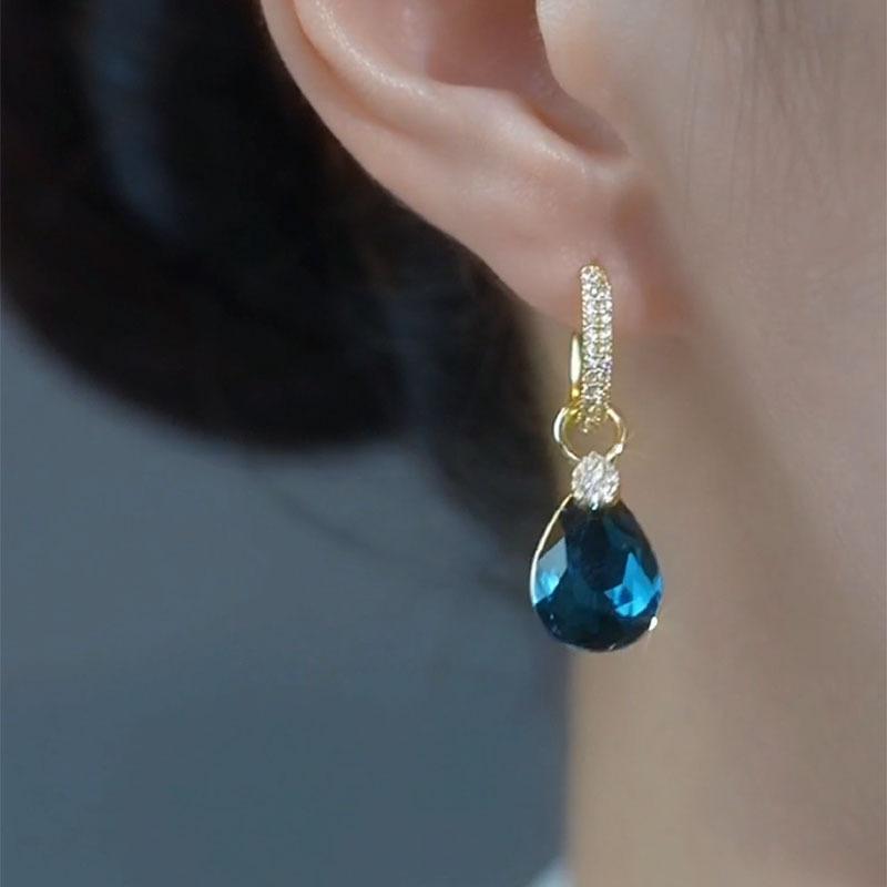Blue Water Drop Crystal Earrings,2026 New Trendy, Elegant Design Earrings