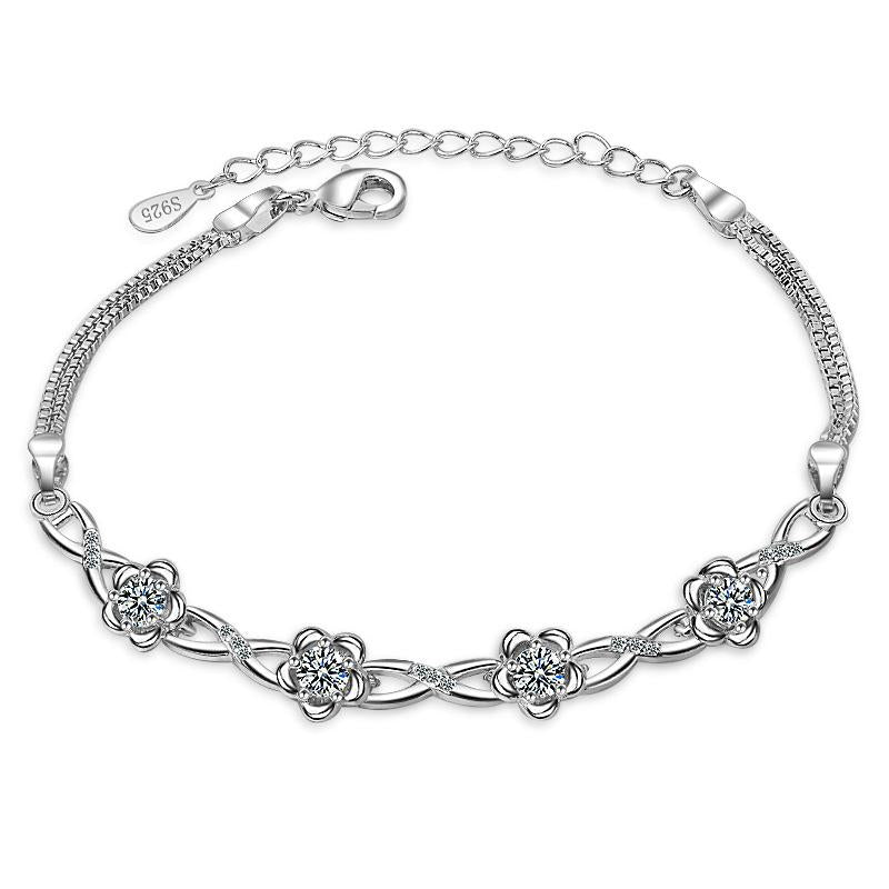 Eternal Love: Ten Miles of Peach Blossom Zircon Bracelet for Women, Niche Forest Style Fashion Versatile Jewelry
