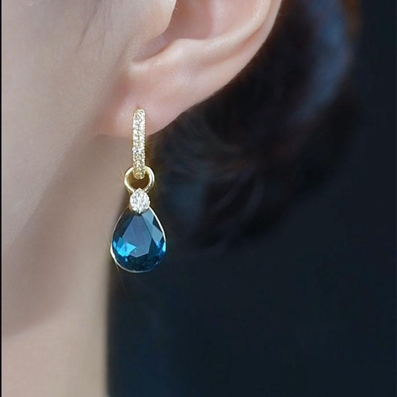 Blue Water Drop Crystal Earrings,2026 New Trendy, Elegant Design Earrings