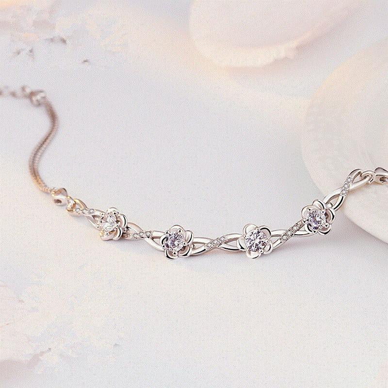 Eternal Love: Ten Miles of Peach Blossom Zircon Bracelet for Women, Niche Forest Style Fashion Versatile Jewelry